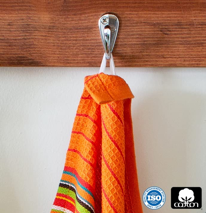 COTTON CRAFT Salsa Stripe Kitchen Towels - 12 Pack 100% Cotton Tea Dish Towels - Absorbent Reusable Low Lint Quick Dry - Multi Purpose Cooking Drying Restaurant Bar Cleaning Cloth Napkin - 16x28 Multi - Image 4